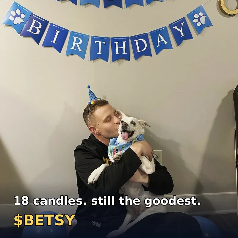 Betsy's 18th birthday under a happy birthday banner